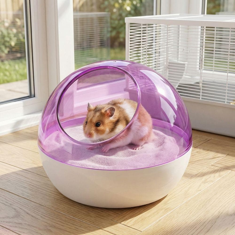 Baño de arena para hámster, bañera de animales pequeños, inodoro transparente para hámster (verde no colgante) — view 4