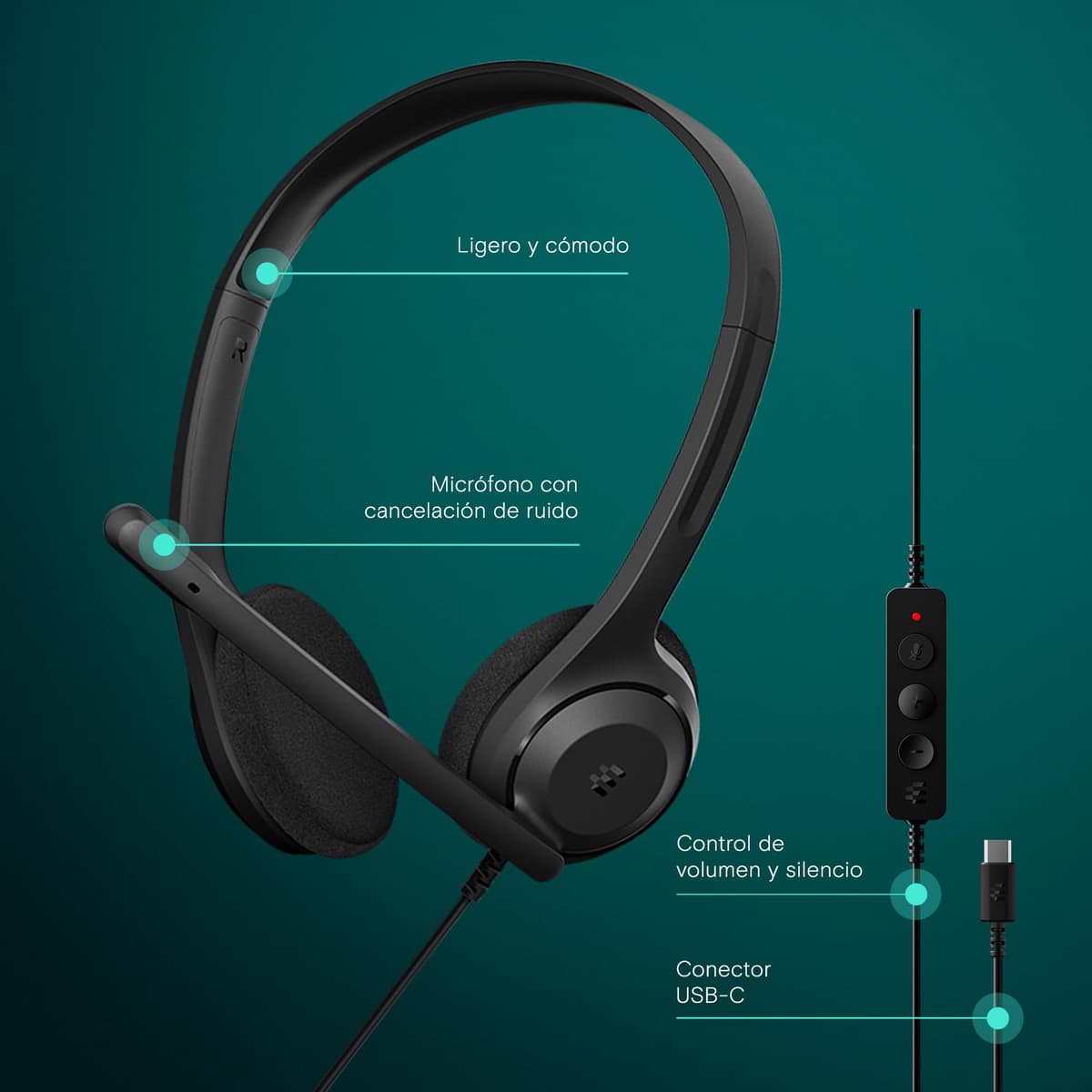 EPOS C1 USB-C Wired Headphones - Hi-Fi Audio, Noise Reduction Microphone, Ergonomic Design for Long Use, On-Ear Headphones, Ideal for Office and Remote Work, Chromebook Certified — view 2