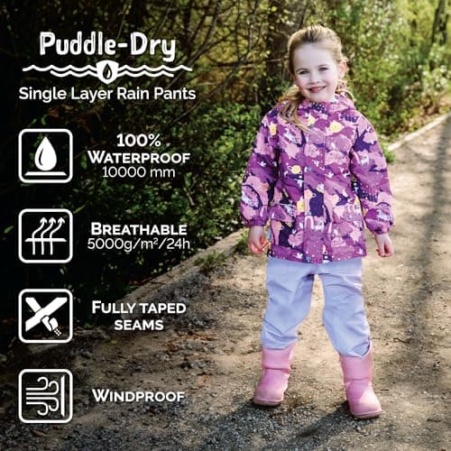 Jan & Jul Waterproof Rain Pants for Girls, Kids' Lightweight Splash Pants (Single-Layer: Dusty Pink, Size 5T) — view 4