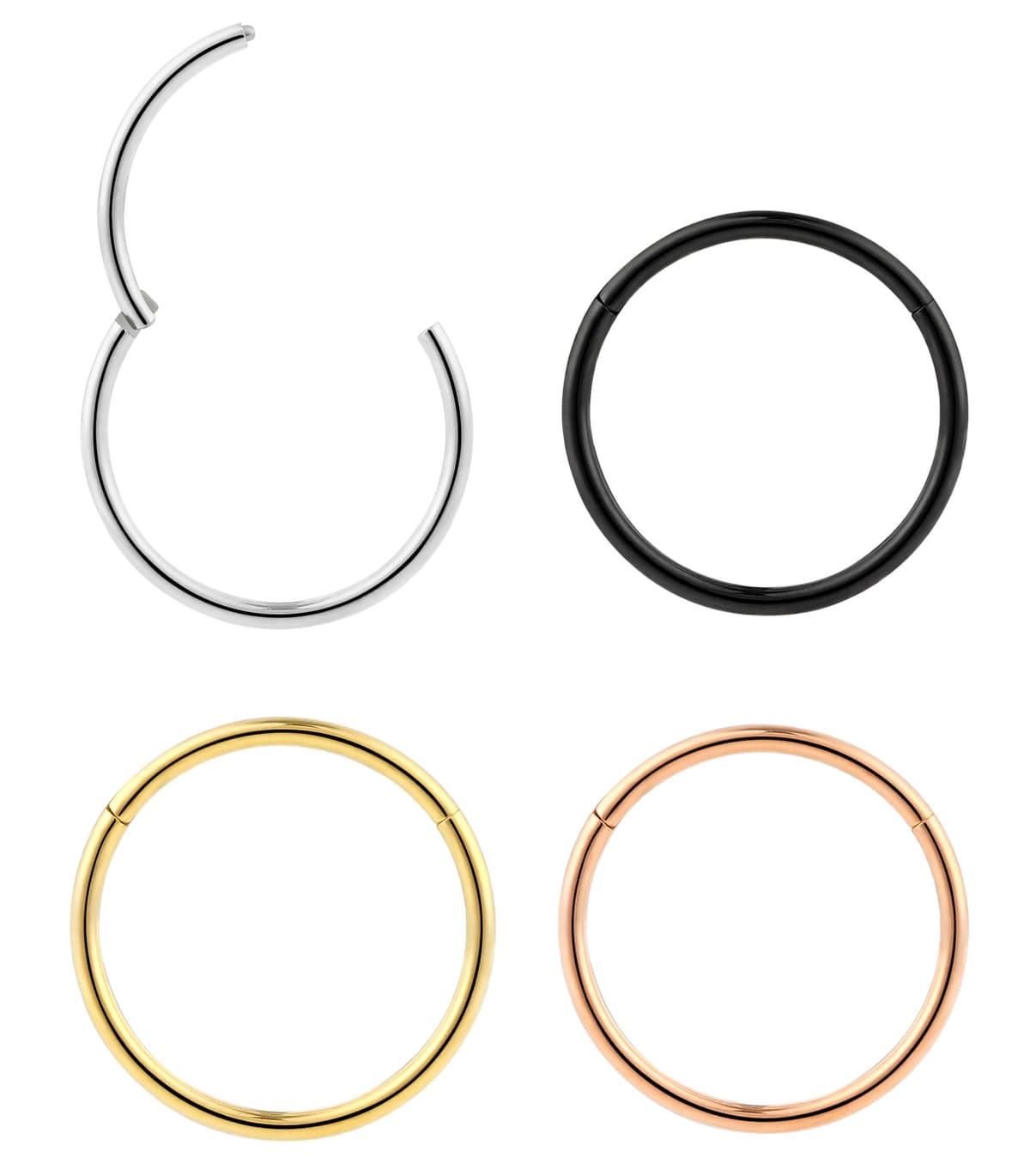 365 SLEEPERS 1pc Titanium Implant Grade Nose Rings 20G 18G 16G 14G 12G 10G 8G 6G Septum Hinged Segment Ring Body Piercing Jewellery Hoop Lip Rings Helix Cartilage Rook Earrings Nickel Free — view 6