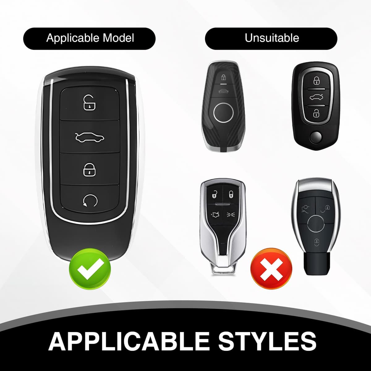 2 Pcs TPU Car Key Fob Cover for Chery Jaecoo J7 J8 J9 Tiggo 8 Pro Tiggo 8plus 5 Plus 7pro Tiggo 7 Pro Max Omoda 5 C5, Waterproof and Drop Proof Key Holder (Transparent black) — view 3