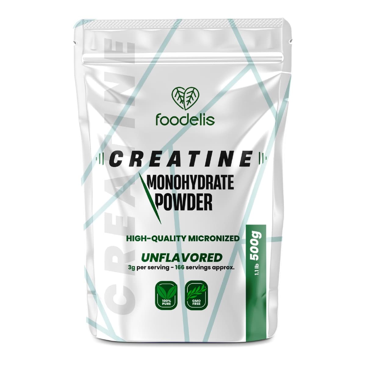 Foodelis Creatina Monohidratada en Polvo 1 kg / 333 Dosis - 100% Creatina Monohidrato Micronizada - Sin Sabor - Pura y Sin Aditivos - No-GMO - Alta Solubilidad - Incluye Dosificador — view 12