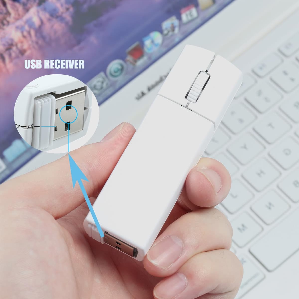 elec Space Wireless Mini Finger Mouse - Silent Dual-Mode Bluetooth & 2.4GHz, Ergonomic Portable PC Mice with Case, Compatible with MacBook and Chromebook — view 3