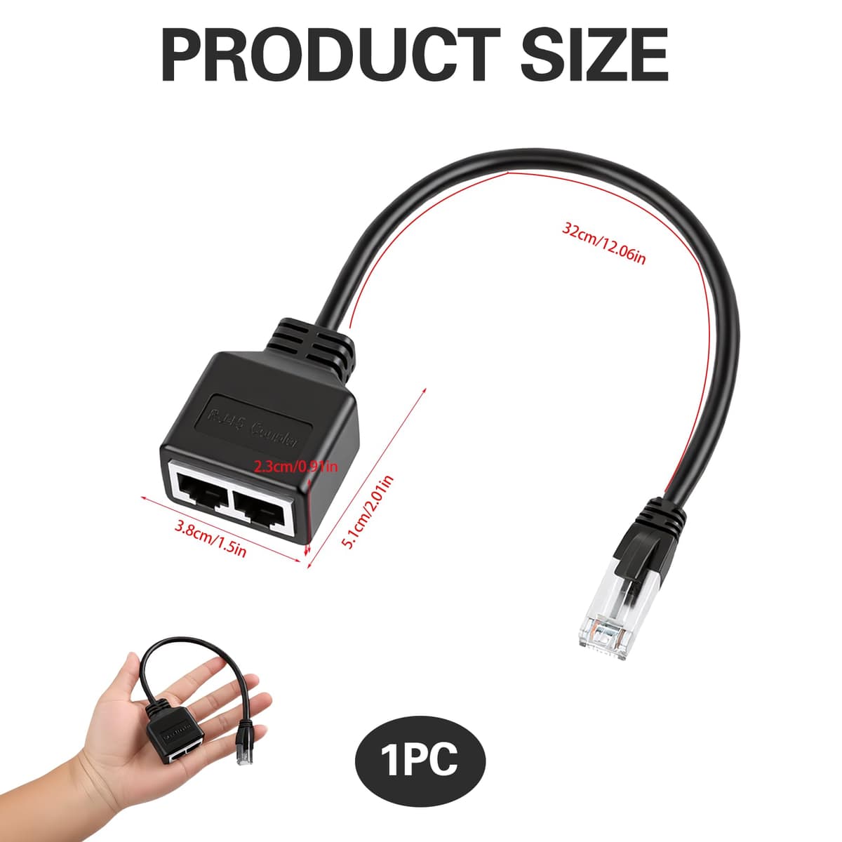 Duplicador Ethernet RJ45, Cable Adaptador RJ45 1 a 2 Divisor Ethernet Splitter Macho a 2 Hembra Compatible Cat5 Cat5e Cat6 Cat7 para Compartir Conexión Internet Alternar Dispositivos Router PC TV Ofic — view 2