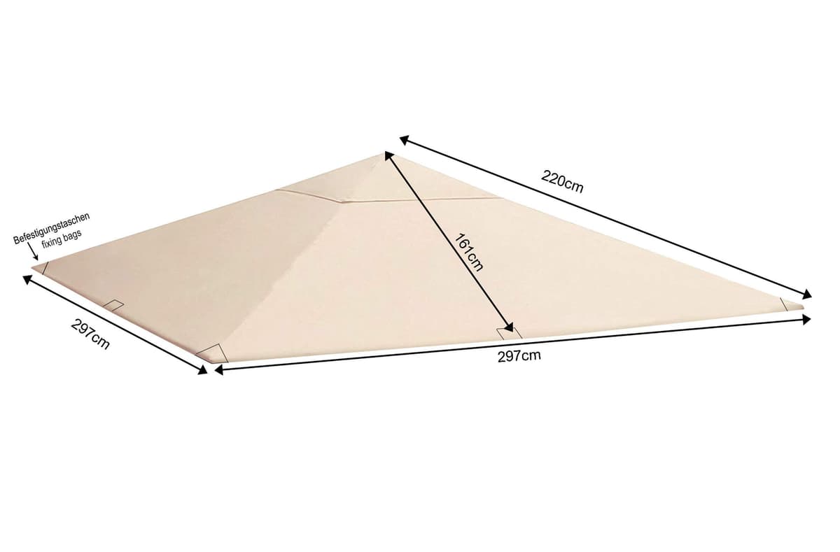 QUICK STAR Techo de Repuesto para Gazebo de jardín 3x3m Beige — view 2