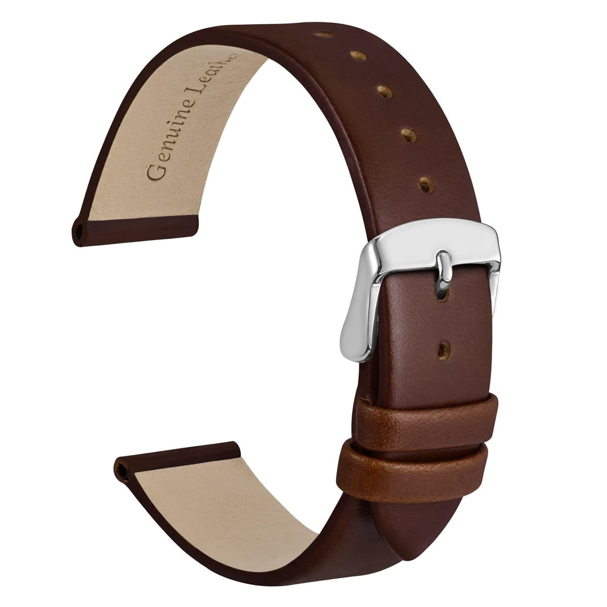 WOCCI Elegant Watch Straps, Genuine Leather Replacement Bands, Stainless Steel Buckle, 8mm 10mm 13mm 12mm 14mm 16mm 18mm 20mm 22mm — view 35