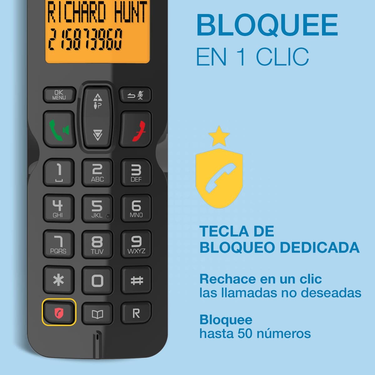 ALCATEL S280 - Teléfono inalámbrico DECT - Diseño Compacto - Pantalla Grande retroiluminada - Manos Libres - Bloqueo de Llamadas - Agenda 50 contactos - Negro — view 4