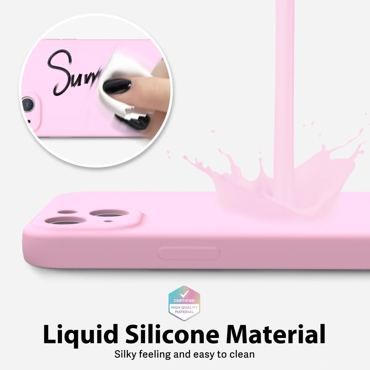 oakxco for iPhone 17 Pro Max Phone Case Liquid Silicone, Cute Thin Slim Grip Soft Rubber Gel for Women Men, Smooth Matte TPU Plain Solid Color Girly Simple Case with Camera Cover, Light Pink — view 1520
