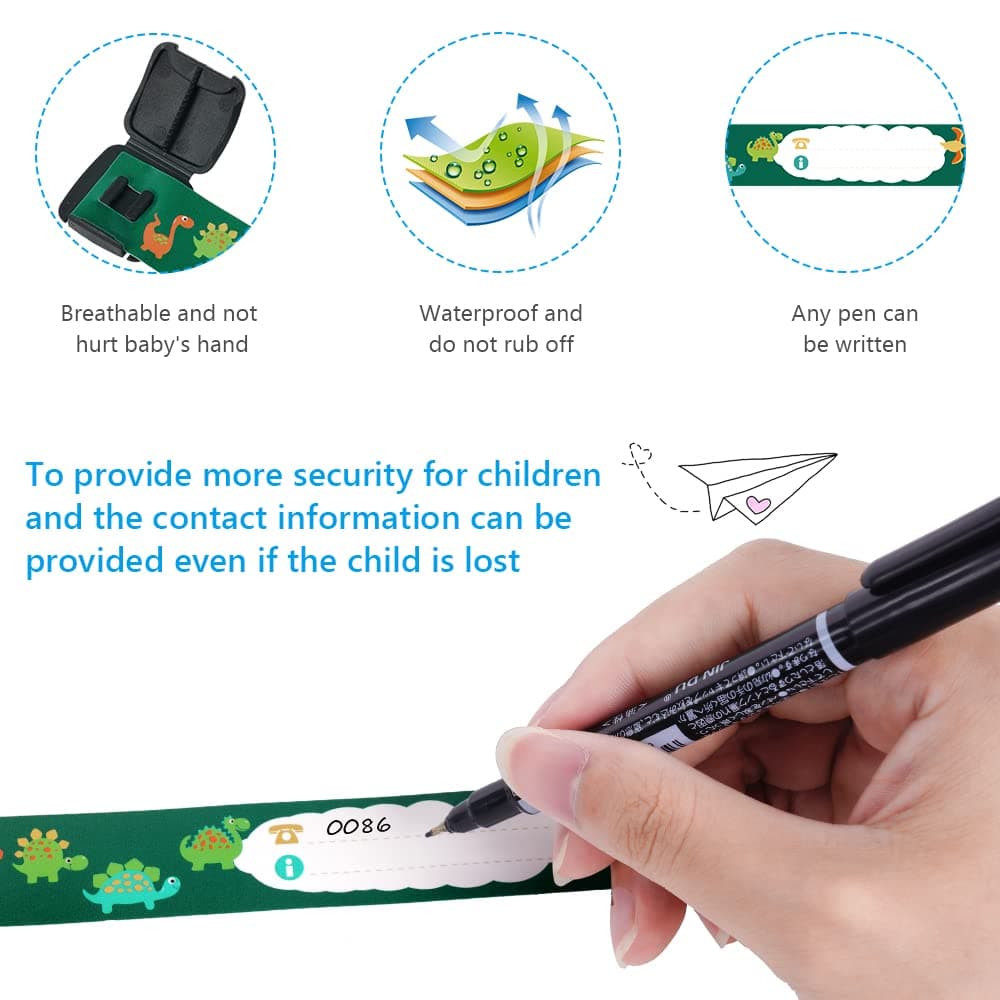 Vicloon Pulsera Identificativa Niños + Marcador, 8 piezas Pulsera Seguridad Anti perdida Pulsera de Emergencia Impermeable Reutilizable para Niños Niñas Bebé Arneses de seguridad Bebé — view 4