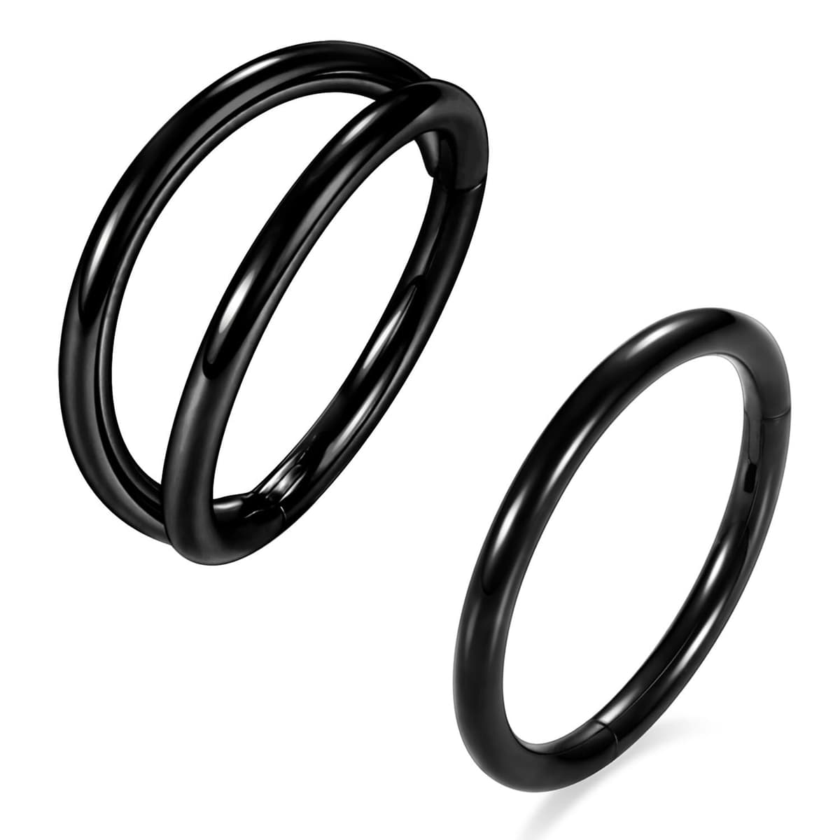 GAGABODY 2 Pcs Nose Rings 20G 18G 16G 14G 12G 10G 8G Surgical Steel Piercing Rings for Nose Septum Cartilage Helix Tragus Conch Rook Daith Lobe from 5mm to 16mm Seamless Hoop Unisex Hinged Earrings — view 26