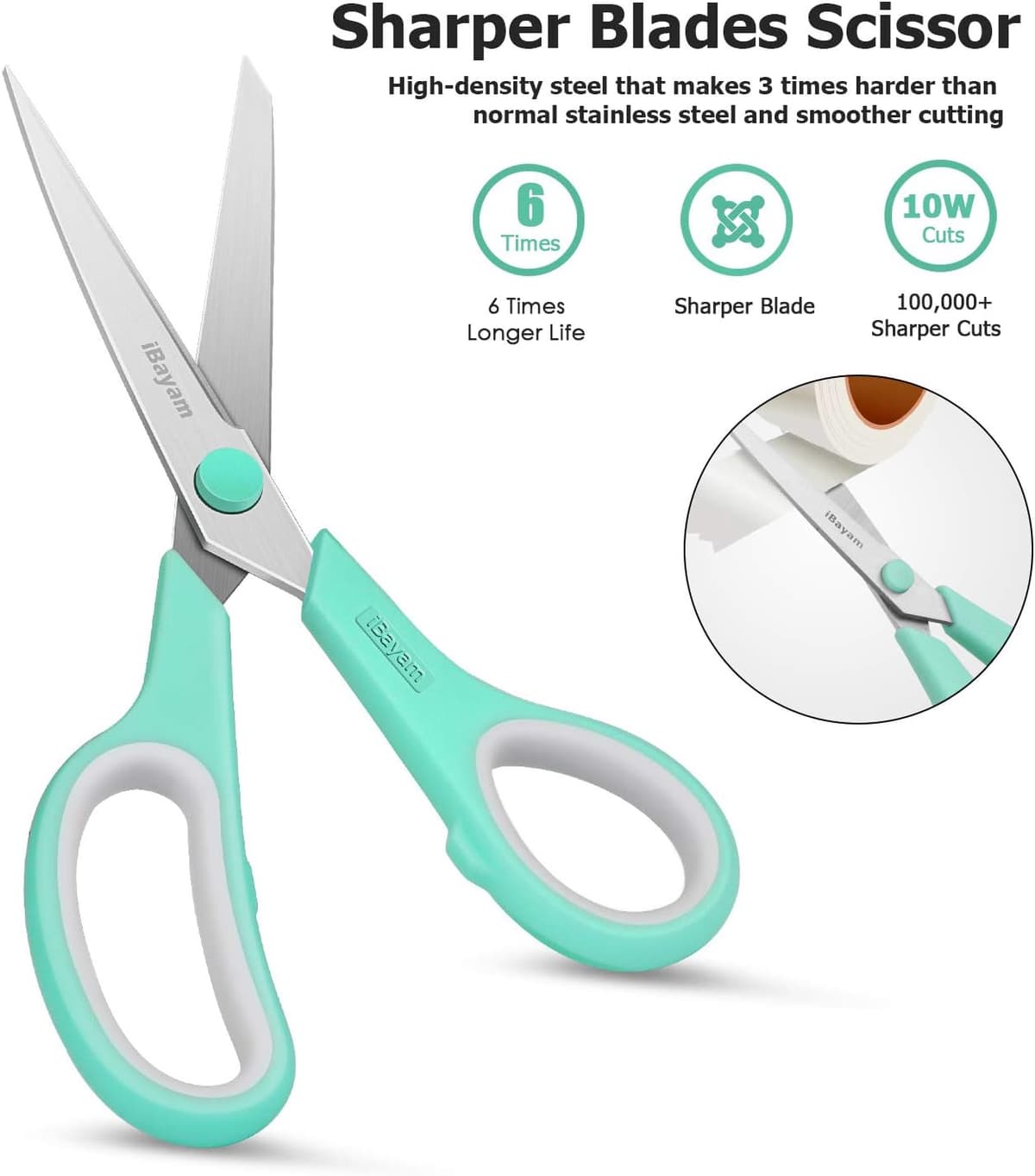 8" Multipurpose Scissors 3 Pack with Ultra Sharp Blades, Comfort-Grip Handles, Sturdy for School Home Office Art Craft Sewing — view 3