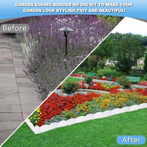 Vashly 20Pcs White Garden Edging Border,20Ft Garden Landscape Edging Borders,Plastic Landscape Edging,Lawn Edging Border with 20Pcs Anchoring Stakes Kits for Lawn,Flower Garden Outdoor Patio Pathway — view 5