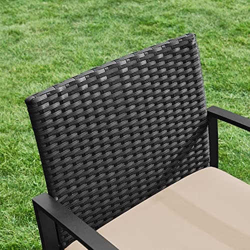 SONGMICS 3-Piece Patio Set Outdoor Patio Garden Furniture Sets, PE Rattan, Outdoor Seating for Bistro Front Porch Balcony, Easy to Assemble, 2 Chairs and 1 Table, Black and Beige UGGF010WZ05 — view 5