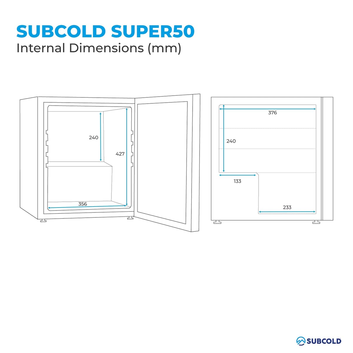 Subcold Super50 LED – Mini Fridge Black | 50L Beer, Wine & Drinks Fridge | LED Light + Lock & Key | Energy Efficient (Black) — view 4