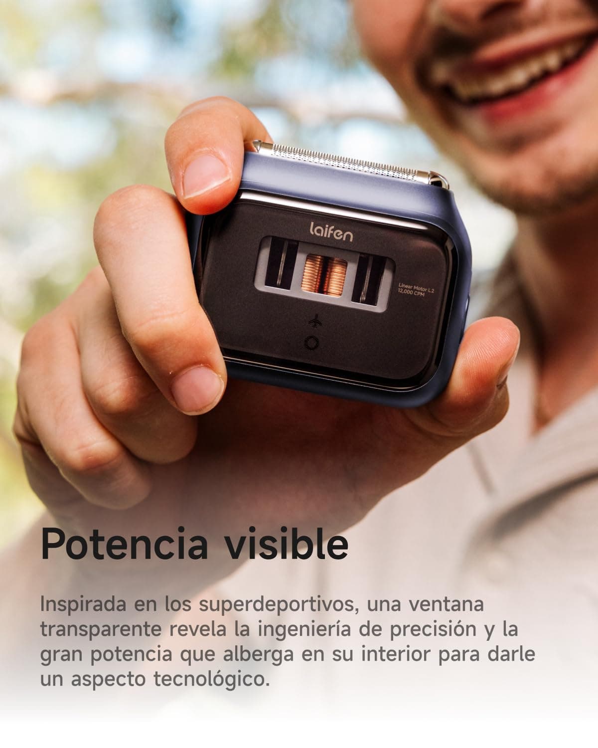 Laifen P3 Pro Afeitadora Eléctrica, Motor Lineal 12000 CPM, 100 Min y Carga Rápida, Set Regalo con Caja, Estuche de Viaje, Bolsa de Regalo y Base Antideslizante, Uso en Húmedo y Seco (Azul Real) — view 3