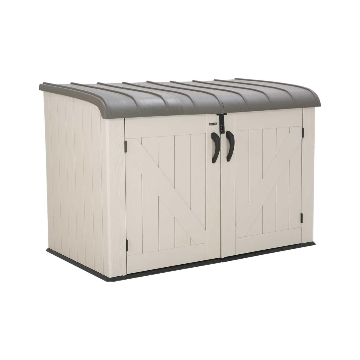 LIFETIME 60170 6 x 3.5 ft Heavy Duty Low Plastic Shed Horizontal Storage Box - Desert Sand/White