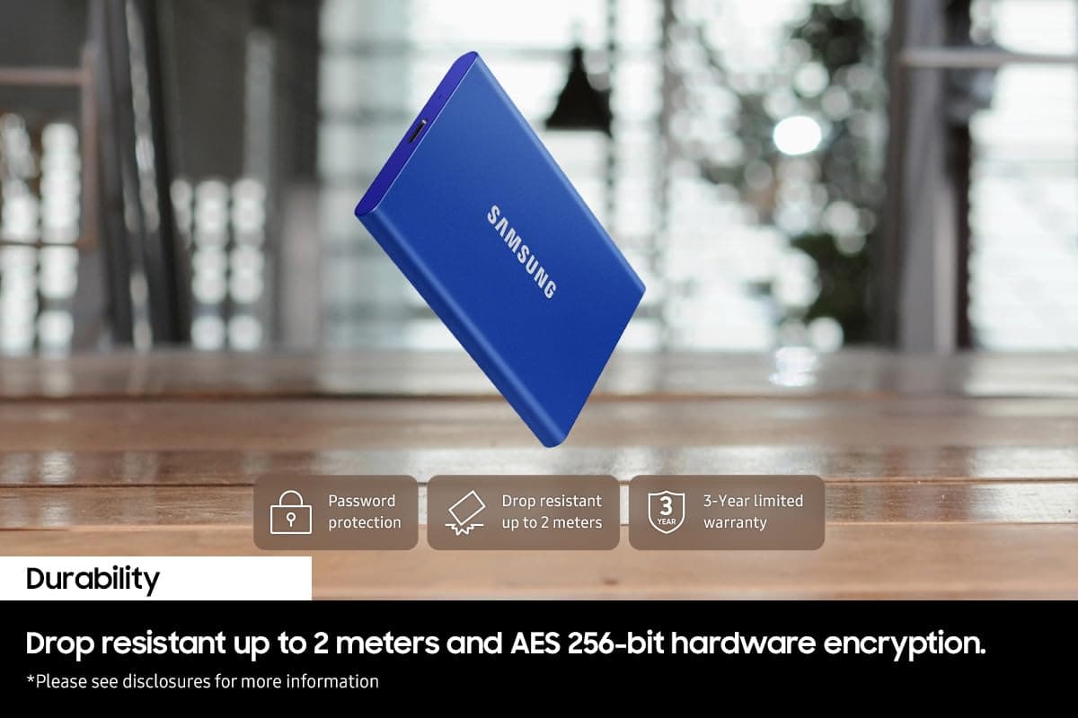 Samsung T7 Portable SSD - 2 TB - USB 3.2 Gen.2 External SSD Titanium Grey (MU-PC2T0T/WW) — view 5