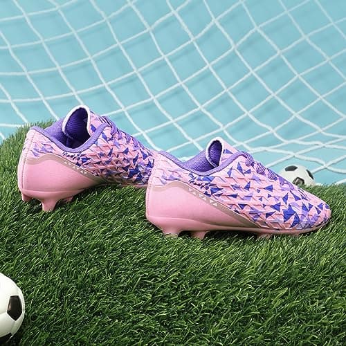 DREAM PAIRS Boys Girls Soccer Cleats Kids Football Shoes,Size 1 Little Kid,Pink/Purple,HZ19003K — view 2