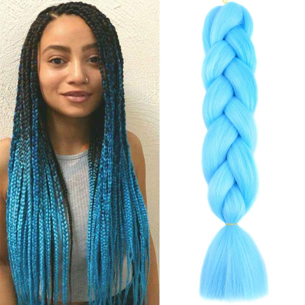 24" Braiding Hair Extension Jumbo Braids Synthetic 3bundles/pack Crochet Hair Afro Box Braid Heat Resistent (Dark Purple) — view 158