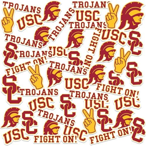 University of Southern California USC 50ct Premium Vinyl Large Sticker Pack for Laptop Water Bottle Tablet Skateboard Indoor Outdoor Decals
