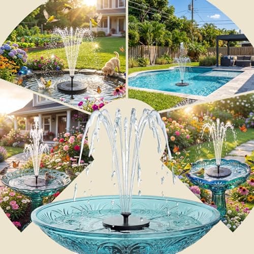 AISITIN Solar Fountain, 2.5W Solar Water Fountain Pump with 6 Nozzles & 4 Tube Supports, 6.7" Solar Powered Fountain for Garden, Pond, Pool, Fish Tank, Aquarium Outdoor — view 5