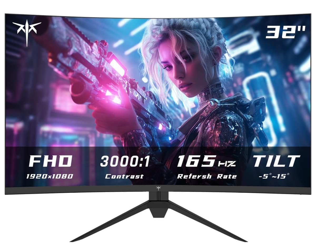 KTC 32 Inch Curved Gaming Monitor, Full HD 1080P@240Hz Monitor, VA 1500R, 1ms, Adaptive Sync, HDR10, HDMI 2.0 / DP1.4, 125% sRGB, VESA, Compatible with Desktop, Laptop, PS5, Xbox, Switch and More — view 32