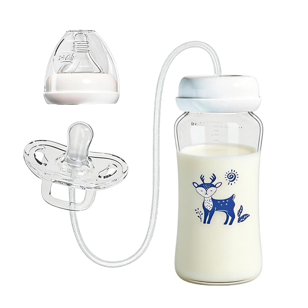 Pacifier Bottle - Leakproof Silicone Anti-Colic, Standard Size with Soft Nipple, High Grade Food Silicone, Aesthetic Small Finish, Boys Girls Tool for Home, Daycare-Friendly Bottle