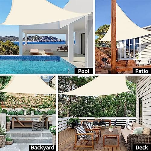 Yardmaker 16'x16'x23' Sun Shade Sail Right Triangle Canopy Shade Cover for Patio Garden Outdoor Backyard, Cream — view 5