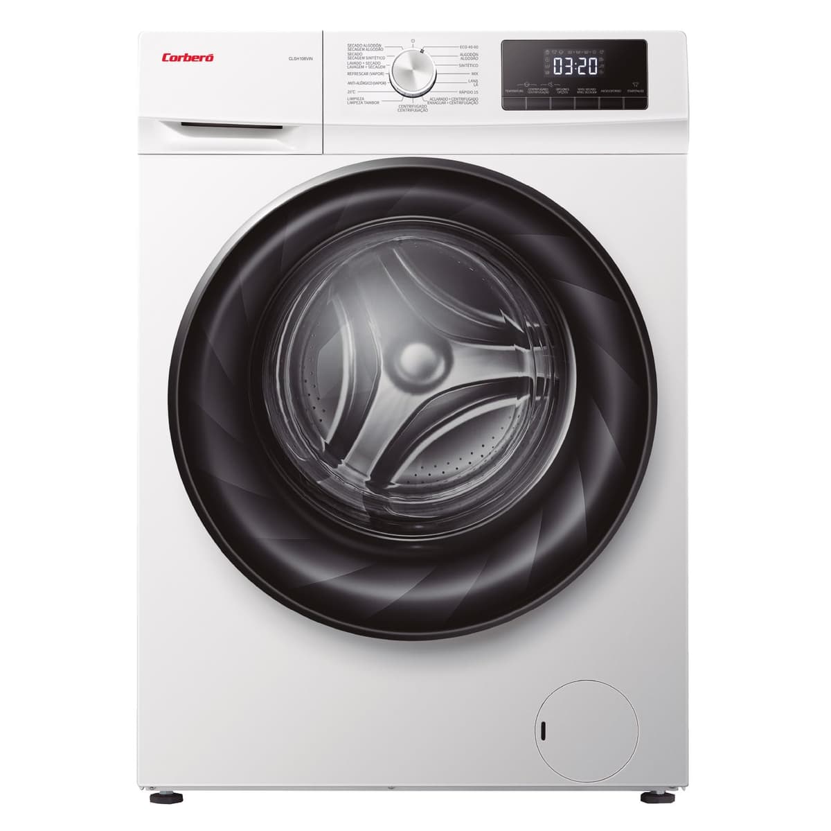 Corberó - Lavadora Secadora Carga Frontal | CLSH106VIN | 10 Kg | Lavado, 6 Kg Secado | 1400 RPM | 15 Programas | Inverter | Lavadora Jet | Vapor | Inicio Diferido | ECOlogic | Puerta XXL | Blanco — view 2