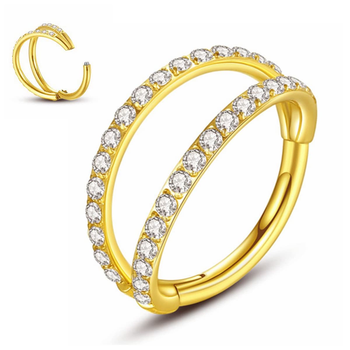 Yrogcu 20G 18G 16G 14G Single/Double Hoop Stainless-Steel Seamless-Hinged-Piercing Segment-Clicker Nose-Ring-Hoop : Diameter 6mm 8mm 10mm 12mm Cartilage Earrings — view 16