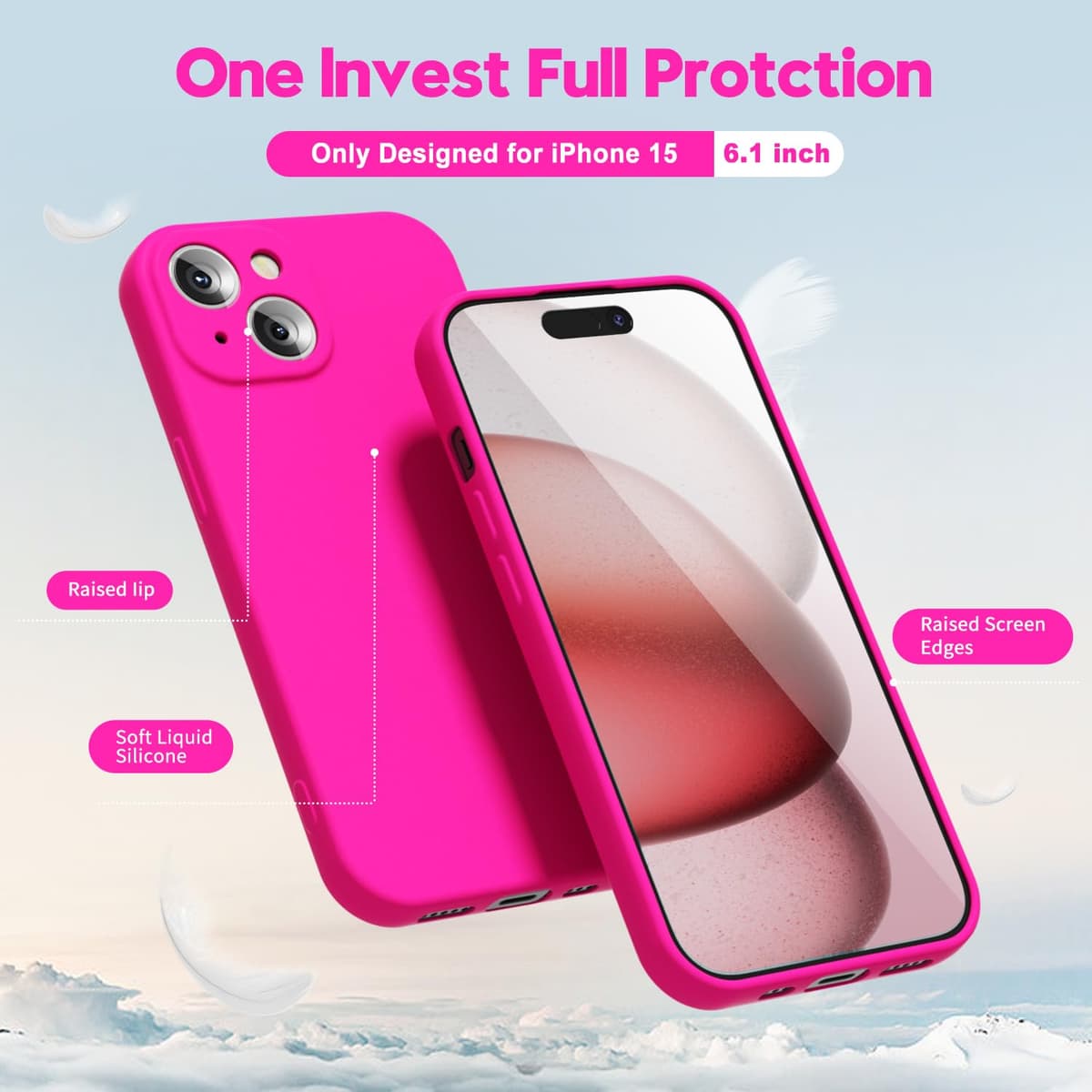 oakxco for iPhone 17 Pro Max Phone Case Liquid Silicone, Cute Thin Slim Grip Soft Rubber Gel for Women Men, Smooth Matte TPU Plain Solid Color Girly Simple Case with Camera Cover, Light Pink — view 1733