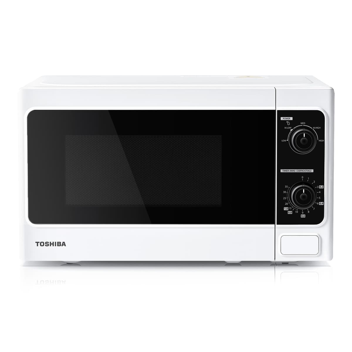 TOSHIBA 20 Liter 800W Manual Control Solo Small Microwave, Compact with 5 Power Levels, Automatic Defrost Function, Perfect for 9'' pizza, Clock and Timer, Easy Clean, White- MM-MM20P(WH) 20L Basic White
