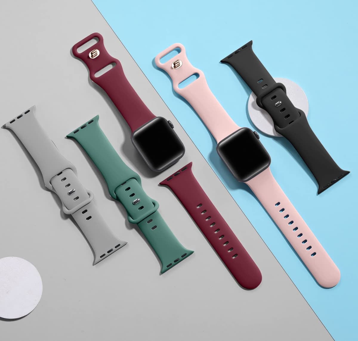 CeMiKa 5 Pack Straps Compatible for Apple Watch Strap 38mm 40mm 41mm 42mm 44mm 45mm 46mm 49mm, Soft Silicone Sport Band for iWatch Series 11 10 9 8 7 6 5 4 3 2 1 SE SE3, Women Men — view 7