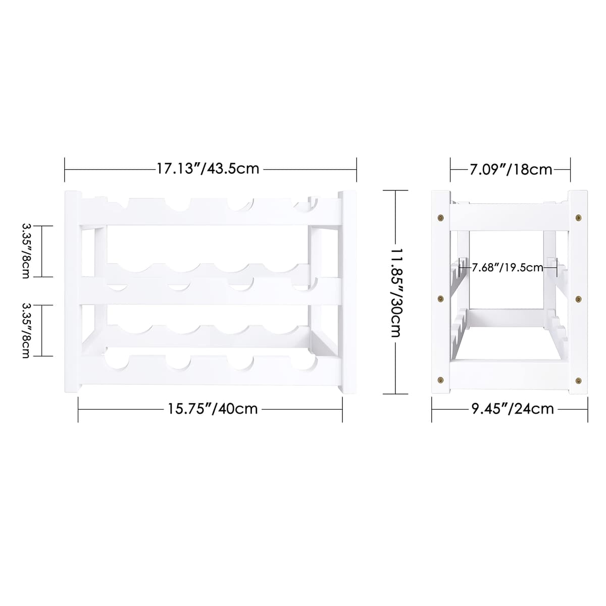 SMIBUY Botellero de bambú, Soporte para 12 Botellas, estantes de Almacenamiento Independientes de 3 Niveles para Cocina, despensa, Bodega, Bar (Blanco) — view 3