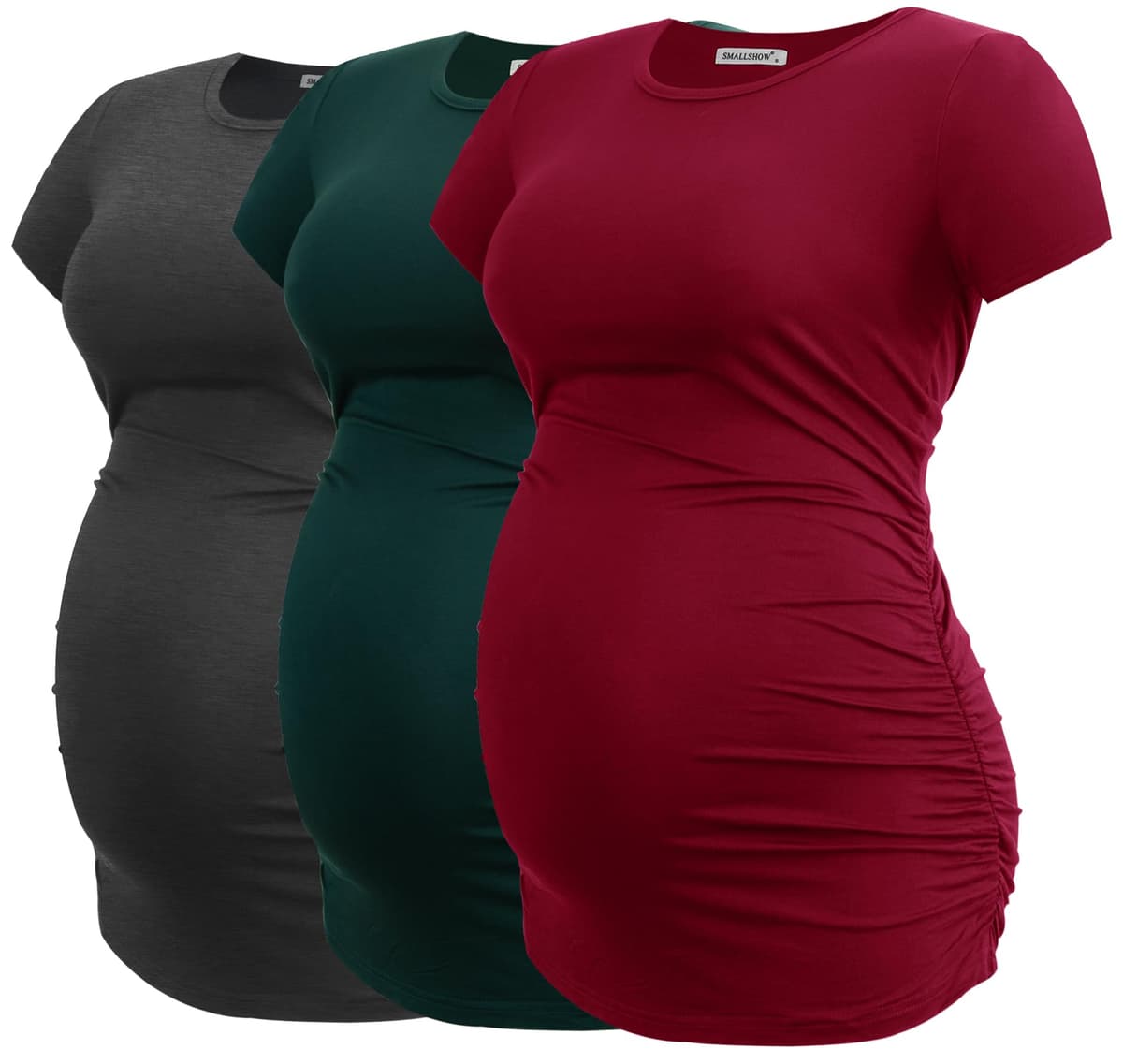 Smallshow Maternity Clothing Tops Side Ruched Pregnancy Clothes for Women 3-Pack — view 8