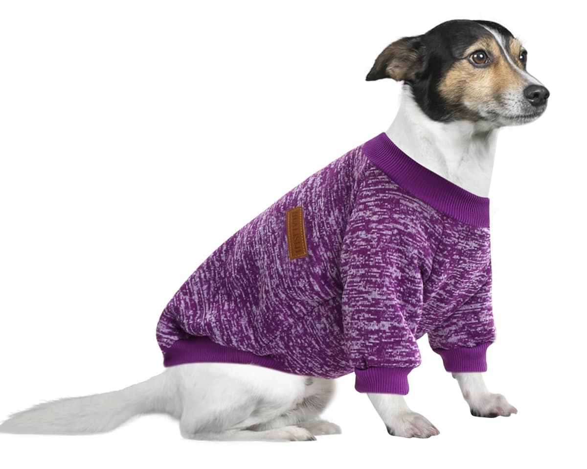 Dog Jumper Medium Chihuahua Jumper Christmas Sweater Fleece Inside Soft Cozy, Colour Vibrant Easy to Take On and Off (Pink+Grey, M) — view 39