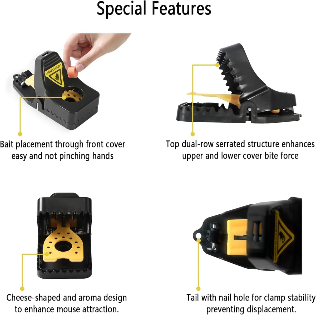 Reusable Mouse Trap, 4 Pack Heavy Duty High Sensitive Mice Catcher, Safe and Effective Rodent Trap for Indoors and Outdoors, Quick and Easy clean Rodent Catcher