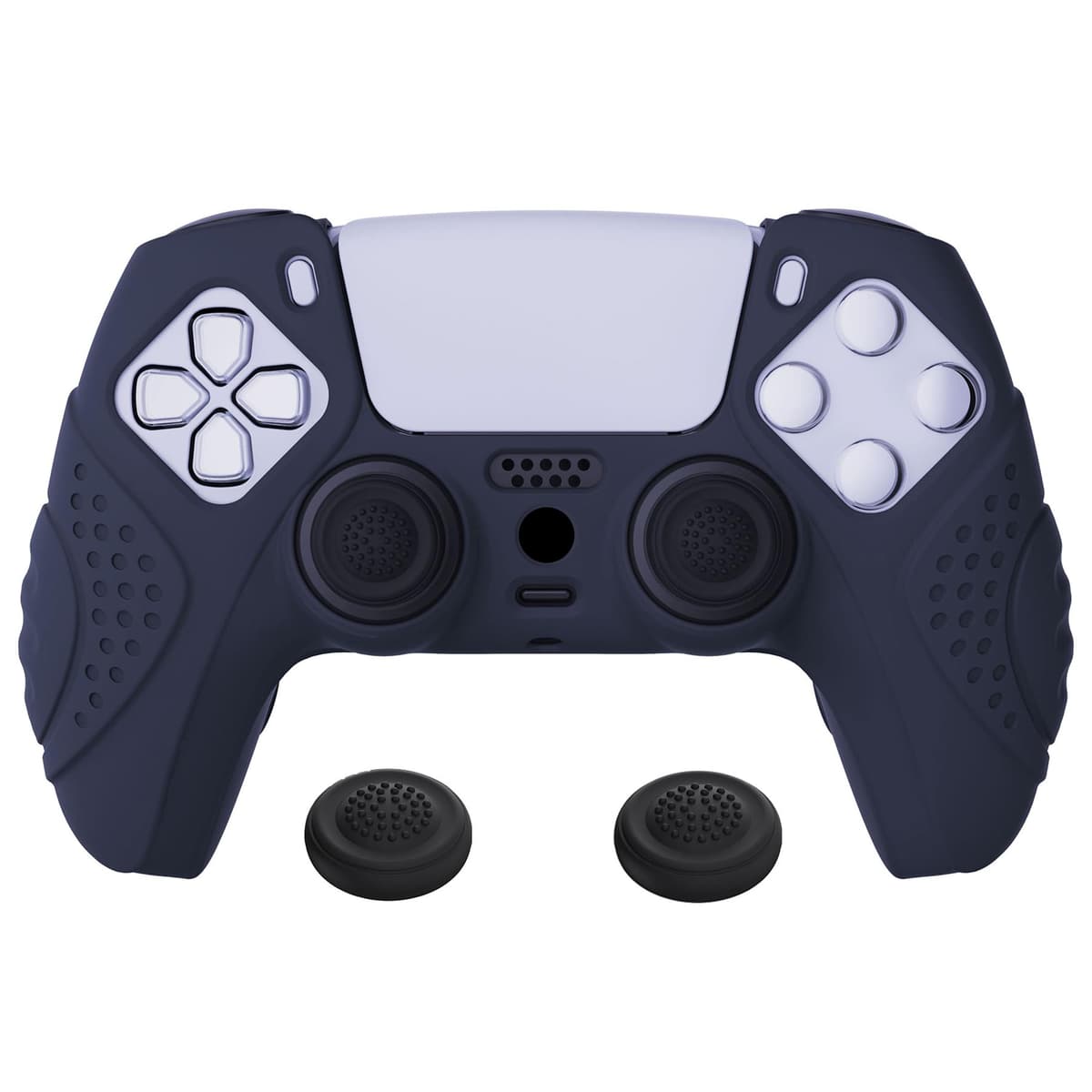eXtremeRate PlayVital Guardian Edition Ergonomic Soft Anti-Slip Controller Silicone Case Cover for ps5, Rubber Protector Skins with Black Joystick Caps for ps5 Controller - Green & Black — view 27