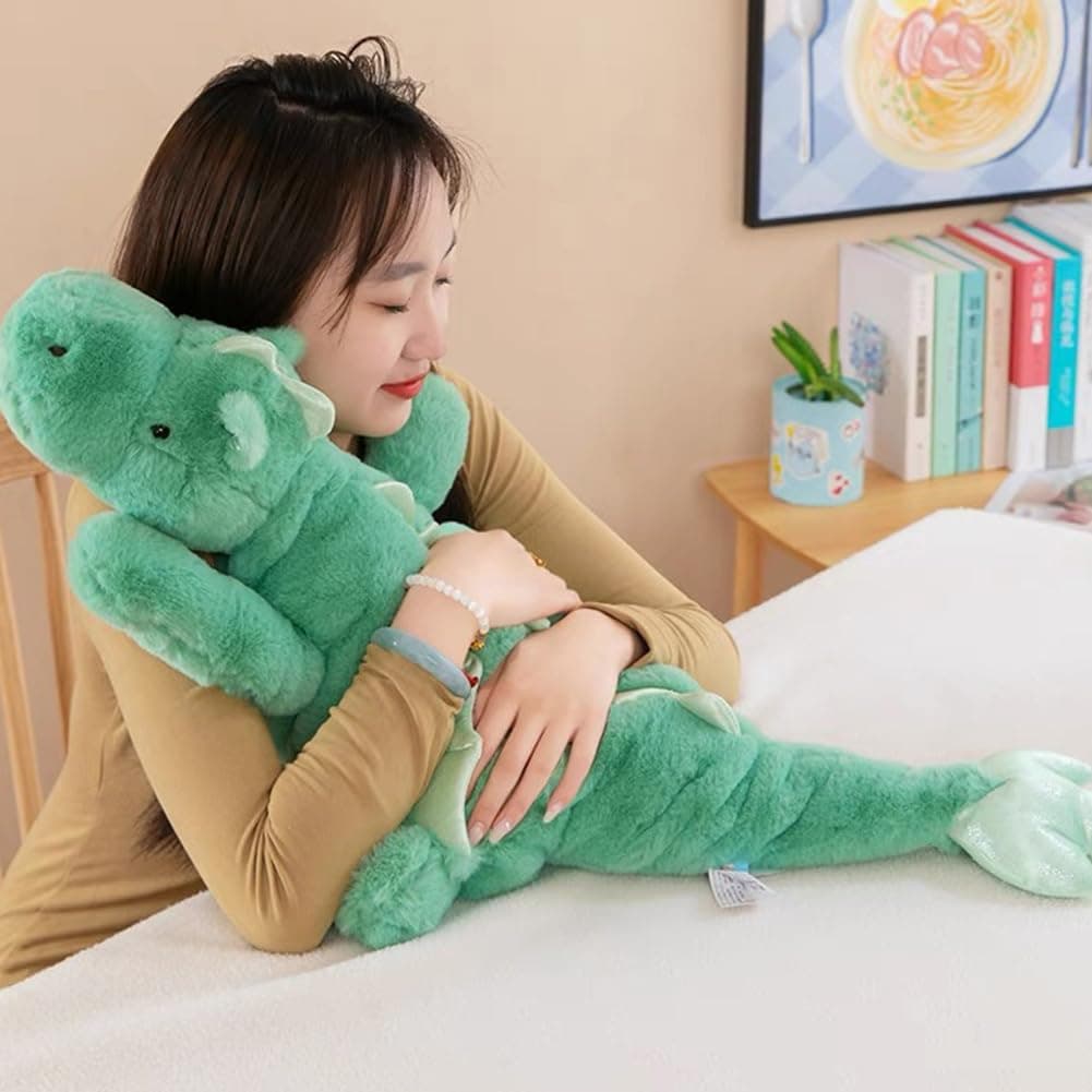 2.2KG Weighted Dragon Stuffed Animal 90CM, Soft and Sturdy Weighted Pillow Plush for Kids and Adults, Medium Green Dragon Stuffed Animal — view 2