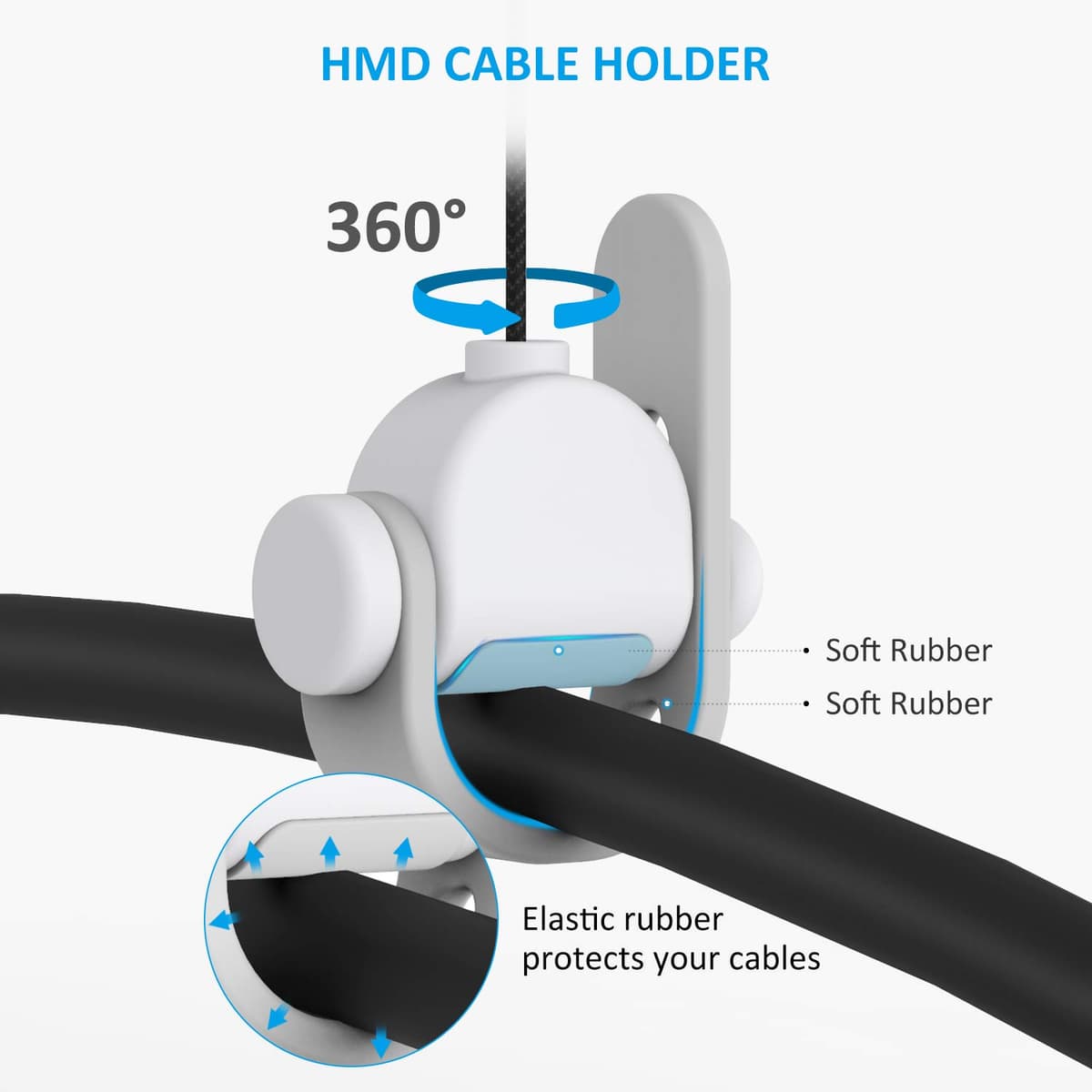 KIWI design Gestión de Cables VR, 6 Paquetes de Sistema de Polea VR Compatible con Quest 3S/3/2/1/HTC Vive/Pro/PSVR/Valve Index VR Accesorios (Blanco) — view 2