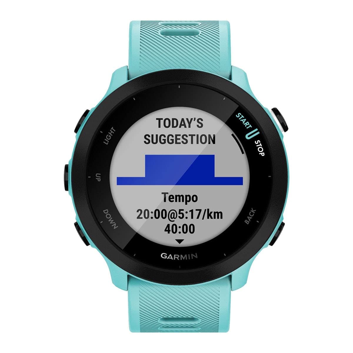 Garmin Forerunner 55, Reloj inteligente para running con GPS, Planes de entrenamiento, Notificaciones y seguimiento del bienestar, Color Turquesa — view 2