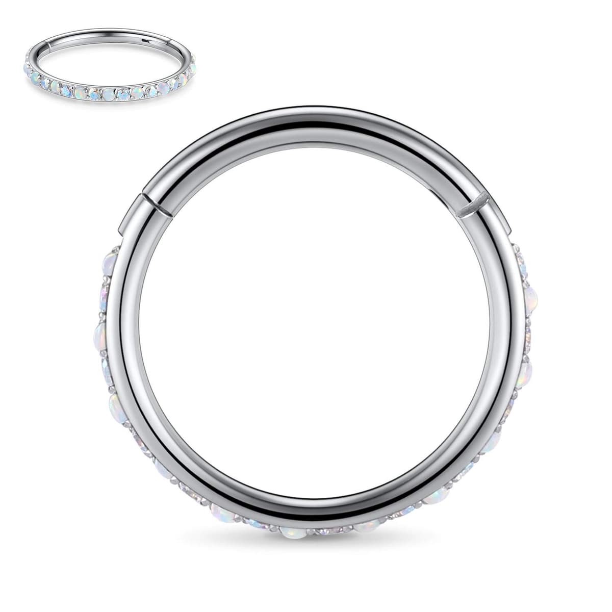 hengkaixuan CZ/Opal Nose Rings Conch Jewellery Septum Clicker 316L Surgical Steel Segment Ring Helix Cartilage Earrings Hoop Daith Tragus Rook Piercing Jewellery — view 77