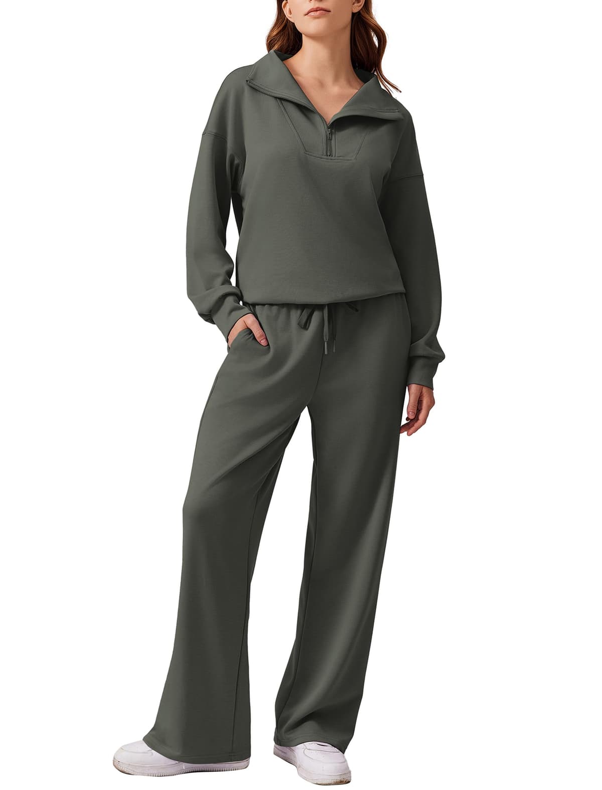 PINSPARK 2 Piece Sets for Women 2024 Fall Outfits Sweatsuit Oversized Sweatshirt Wide Leg Sweatpants Matching Set Tracksuit — view 9
