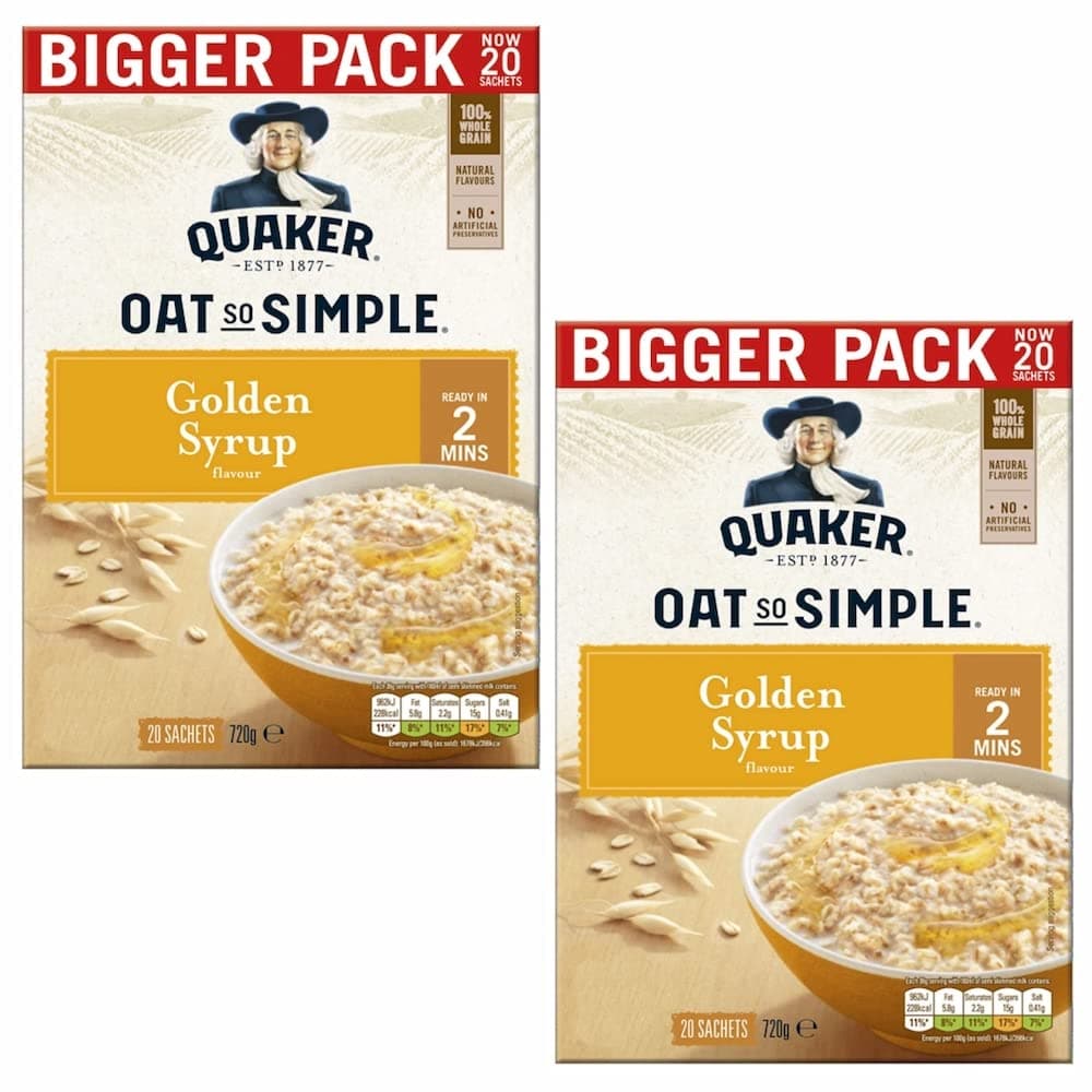 Cleverry set de Gachas de Avena Quaker Oat So Simple Golden Syrup 40 bolsitas x 36g – oatmeal para un desayuno delicioso — view 3