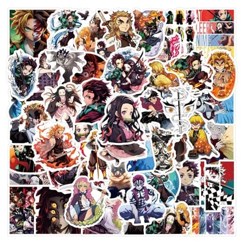 55pcs Demon Anime Slayer‌ Stickers for Teens, Teen-Age Hot Cartoon Sticker for Water Bottle,Laptop,Waterproof Vinyl Decals for Teen Adult Party Supply Favor Decor(Colourful-A)