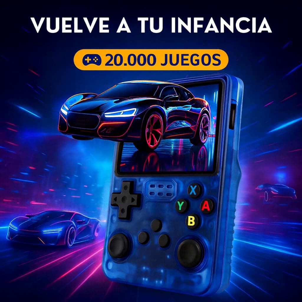 Consola Retro Portatil con 20.000 Juegos - Versión 2025- Mini Consola Arcade - Juegos de PS1, PSP, N64, NDS, SuperN, GameB, GBA, NeoG, etc. - Pantall HD 3.5' 640 * 480 - Rechace Imitaciones (Azul) — view 3