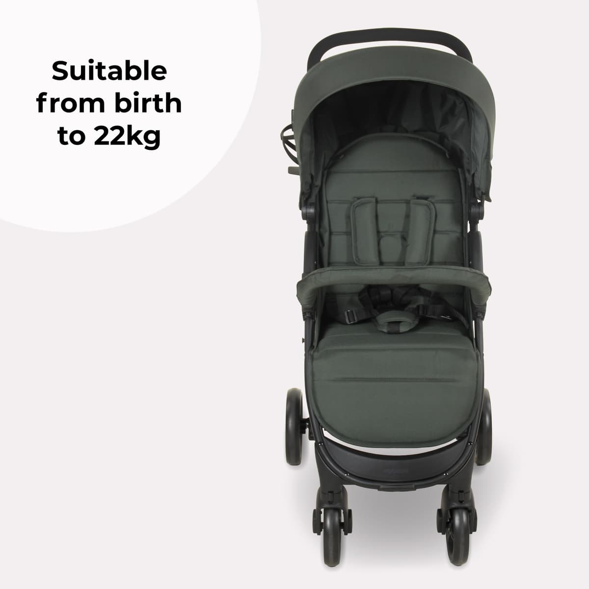 My Babiie MB30 Pushchair – from Birth to 4 Years (22kg), Easy Compact Fold, Large Shopping Basket, Adjustable Handle, Stroller Includes Cup Holder, Rain Cover – Forest Green — view 2