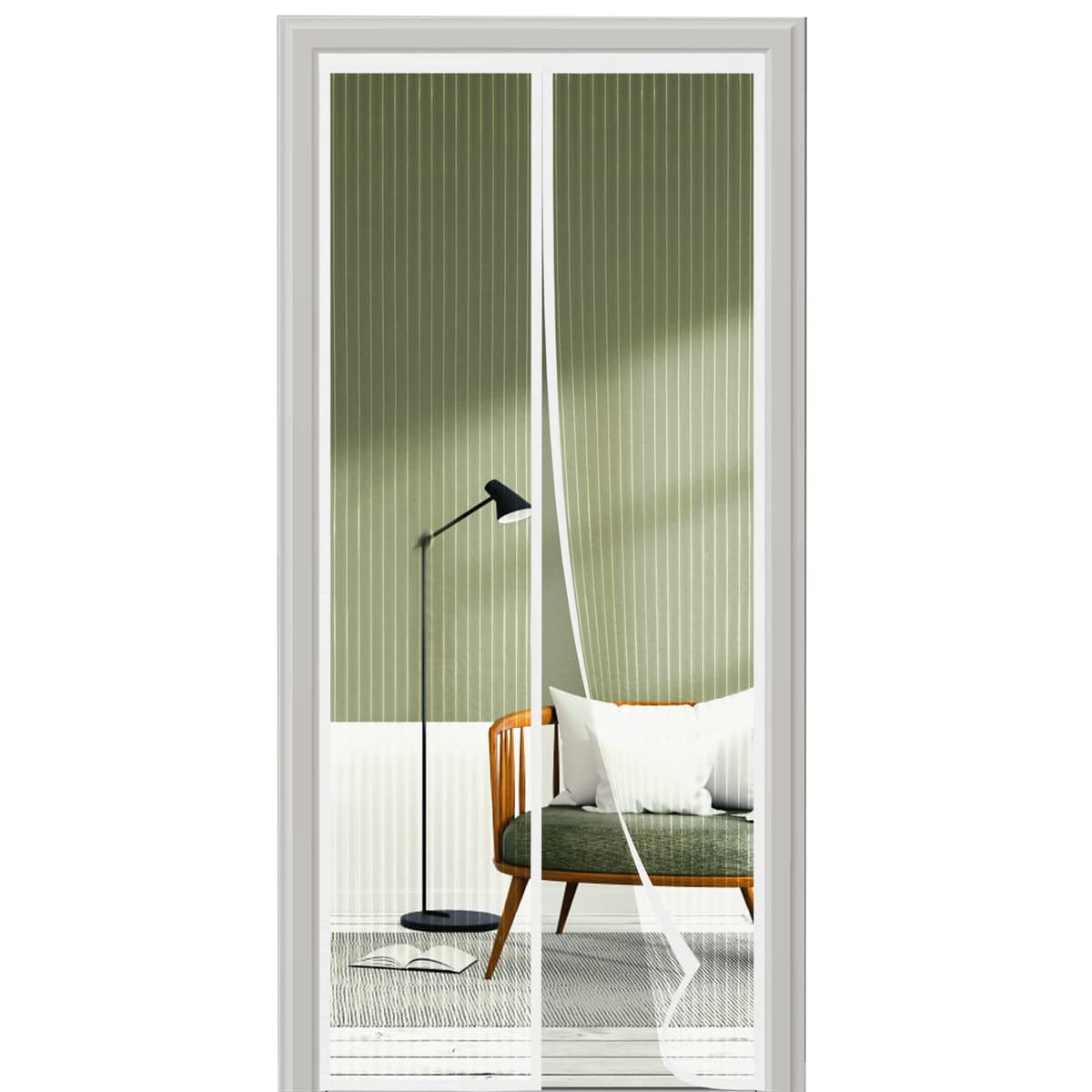 Mosquitera Puerta Magnética 130x210, SHA2WEN Mosquiteras para Puertas Blanco, Disfrute del Buen Verano en Familia