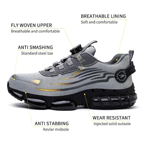 KEXUEJIA Steel Toe Work Shoes for Men Women Lightweight Comfortable Industrial & Construction Outdoors Safety Shoes