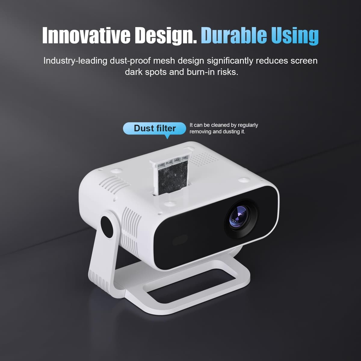 Wielio Smart Projector Built-in Apps, Native 1080P WiFi 6 Bluetooth 5.2, Low Fan Noise (<30dB), Home Cinema Projector for iOS/Switch /PS5 — view 3